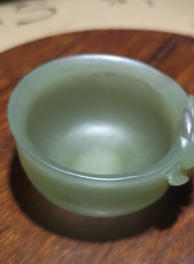 新疆的猫YQ122406 34.0克油性高的飘烟紫老坑青海青白玉荷花碗
