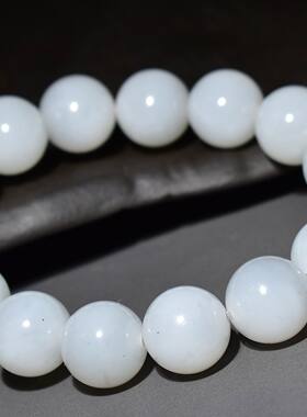 新疆的猫 63.6克，内径14mm15粒特细特熟黑山白玉手链YYX17