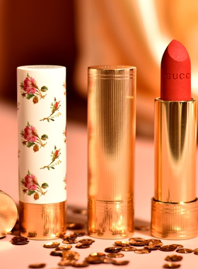 现货古驰gucci 口红新款金管小碎花缎面25 500 302 505倾色唇膏