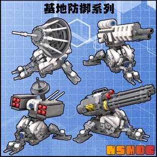 鸟叔积木MOC基地防御系列军事防空导弹加特林雷达重炮拼装积木