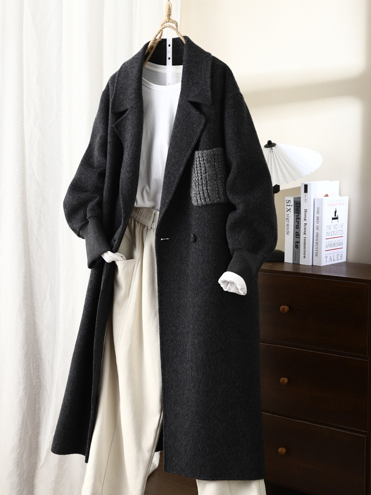 琴川谷高端长款外套女10骆驼绒高支90绵羊毛呢中长款双面羊绒大衣