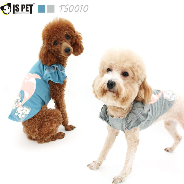 ISPET艾斯彼特 狗狗衣服 春夏飞袖海豚亮片狗背心 TS0010 纯棉裙