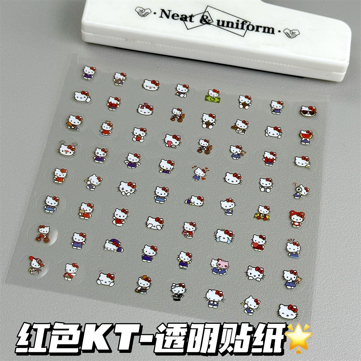 新款超可爱红色KT贴纸diy高颜值装饰学生笔杆透明防水手账装饰贴