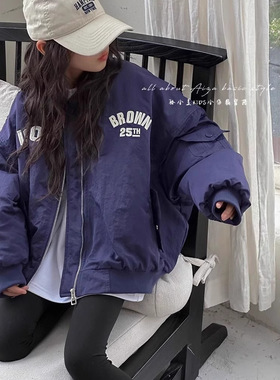 韩国女童棉服儿童洋气加厚棒球服秋冬装外套新款大童夹克上衣
