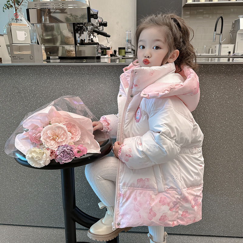 女童羽绒服2025新款洋气女宝宝冬装棉服中长款冬款棉衣儿童装