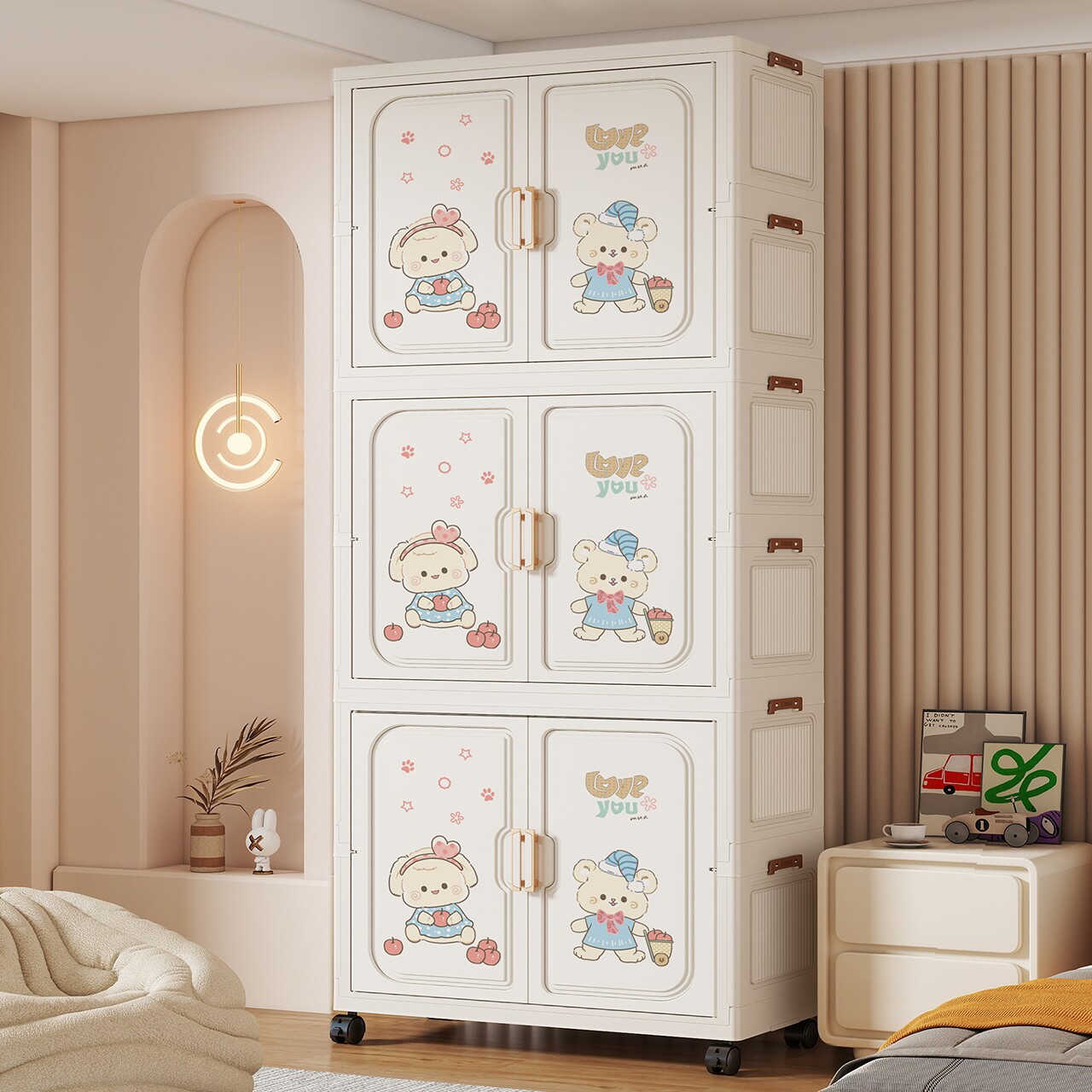 免安装折叠式宝宝衣柜婴儿衣橱多层可移动收纳柜儿童玩具零食柜子