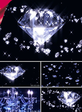 后来 配乐成品 旋转钻石 水晶灯 白色钻石珠宝 抒情歌曲 视频素材