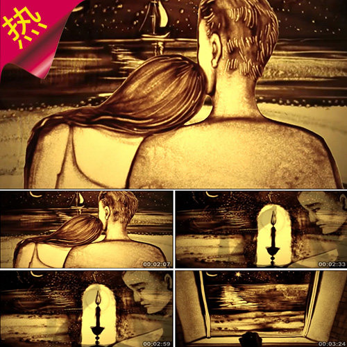 沙画爱情表白思念情人节  沙画恋人情侣 沙画婚礼背景 视频素材