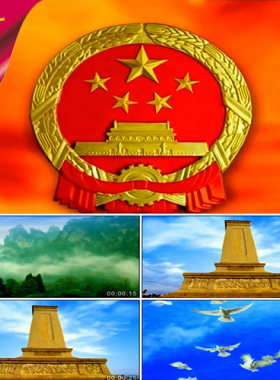 义勇军进行曲 配乐成品 升国旗 华表 人民英雄纪念碑 视频素材