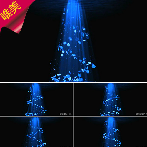 【梦幻蓝色裸眼全息婚礼背景】花瓣旋转婚礼背景舞蹈背景视频素材