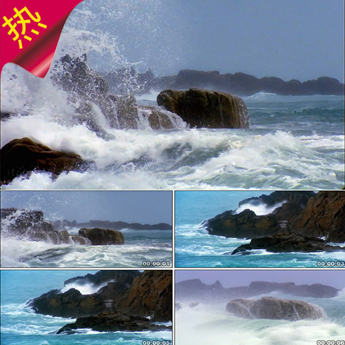 实拍海浪拍打岩石 海水涌动 海潮浪花滚滚 河水海水翻滚 视频素材