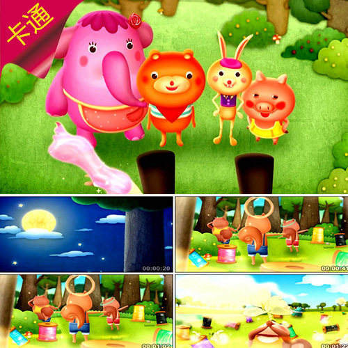 【三只小猪】卡通小猪辛勤劳动快乐生活儿童节目表演演出视频素材