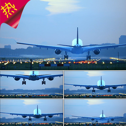 高清实拍飞机降落 航空航天 飞机平稳着地 通用宣传片 视频素材