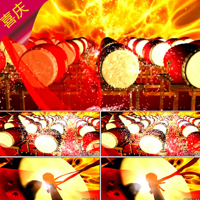 喜庆水鼓舞 震撼大鼓 打鼓 鼓阵 火焰大鼓 新年喜庆 视频素材