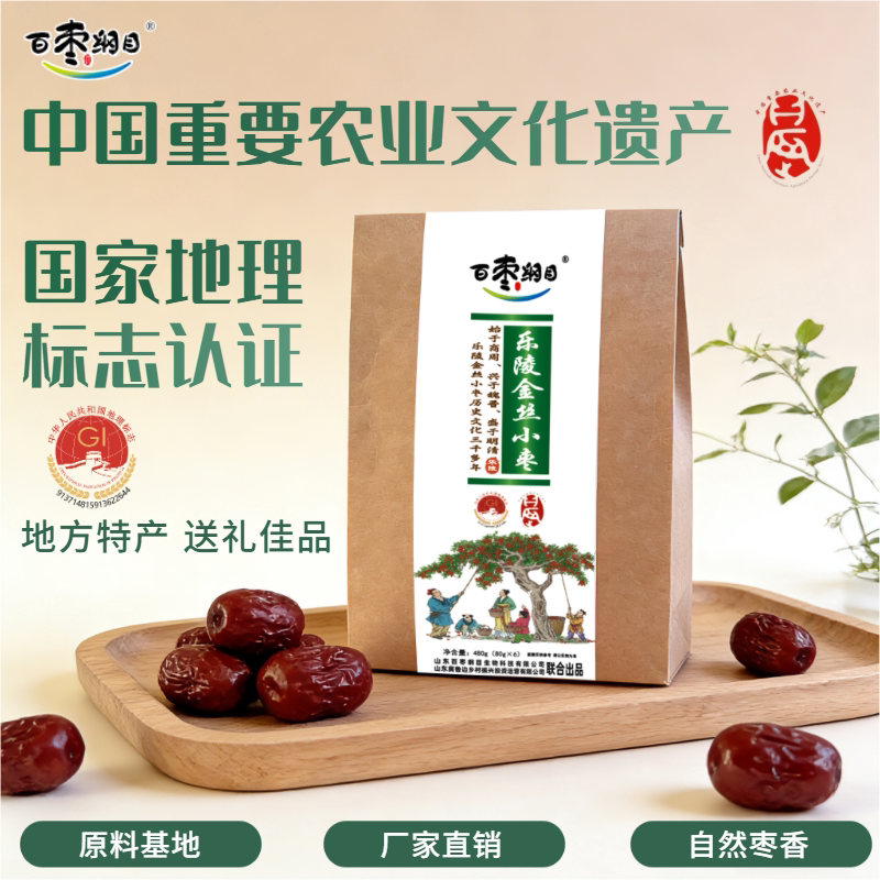 百枣纲目国家地理认证特产乐陵金丝小枣送人礼品装480克*2袋4袋