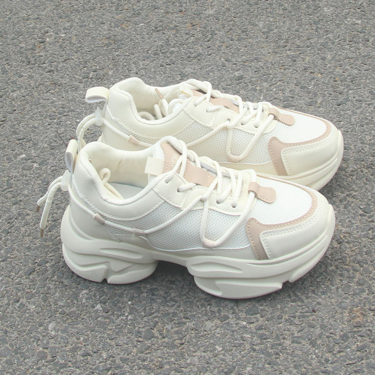 2025夏季新款厚底透气网面拼色跑步休闲增高松糕老爹鞋休闲运动鞋