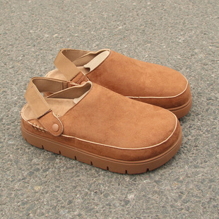 外贸单厚底勃肯鞋女包头时装鞋潮款软木中底绒面双穿鞋