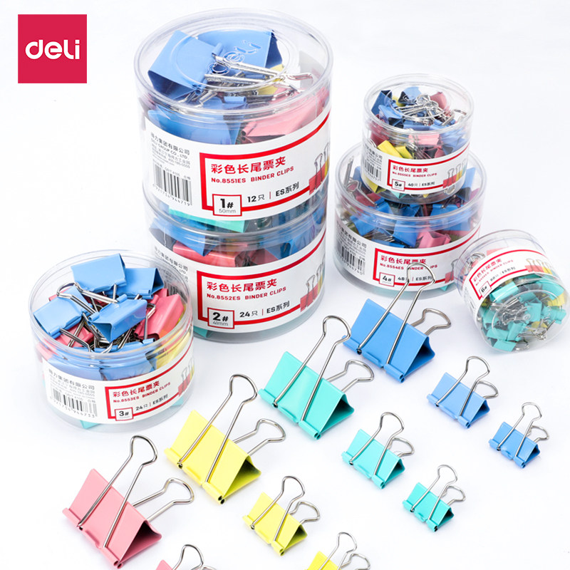 델리 롱테일 클립 대형 컬러 파일 클립 페타 클립 피쉬테일 클립 혼합 시험지 작은 책 철 클립
