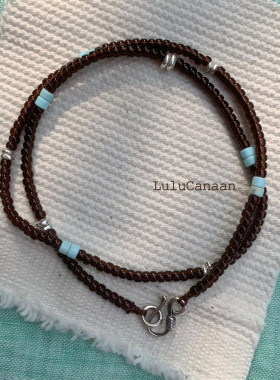 薄荷可可米珠项链清迈手工银