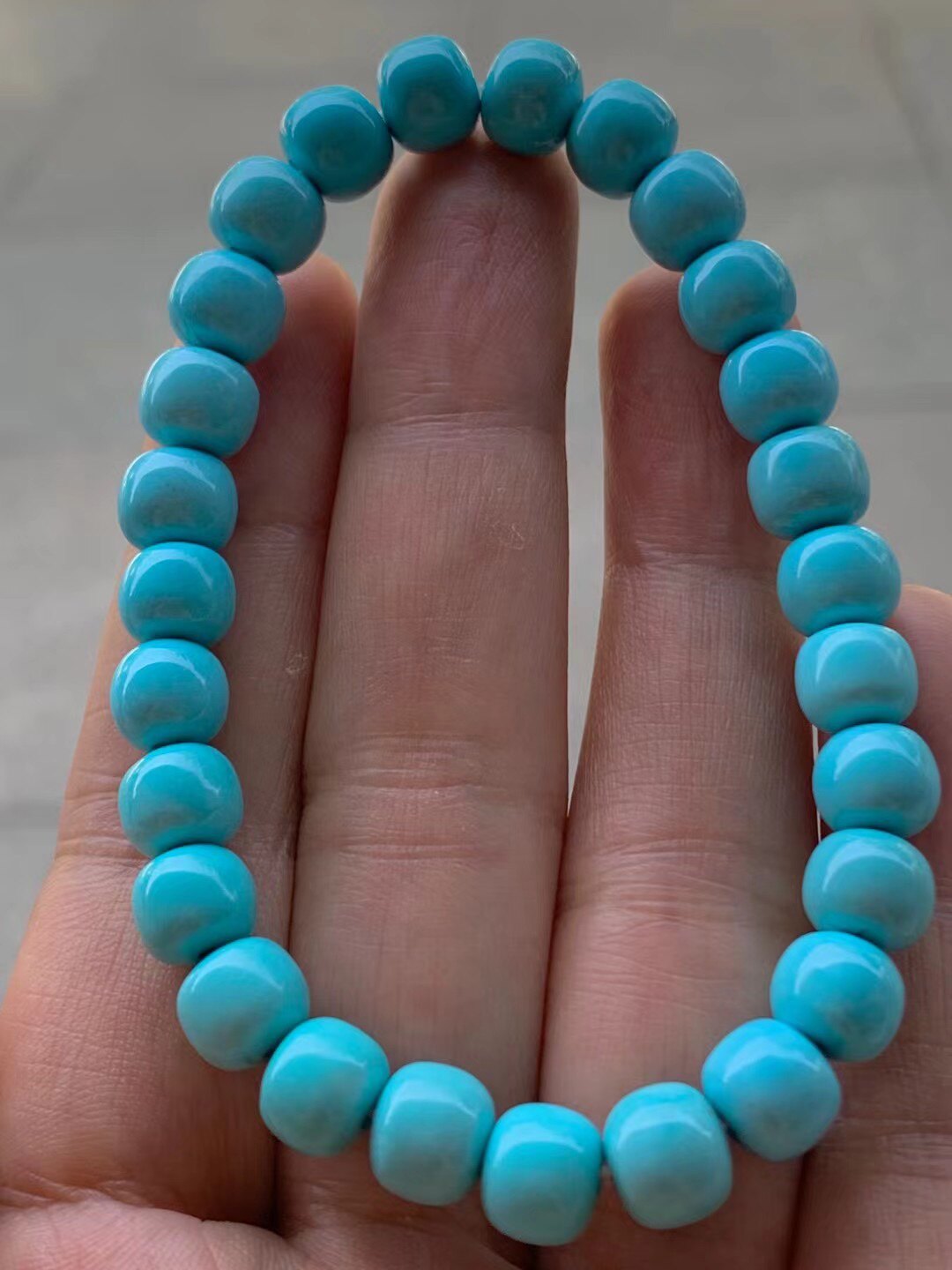 湖北十堰竹山秦古天然原矿高瓷绿松石老型珠手串无优化天然