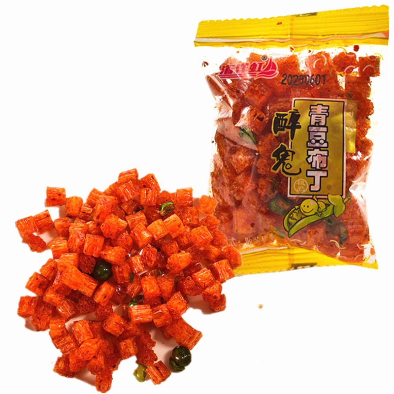 醉鬼青豆布丁麻辣条麻辣丁风味休闲小吃零食品1斤装500克批发