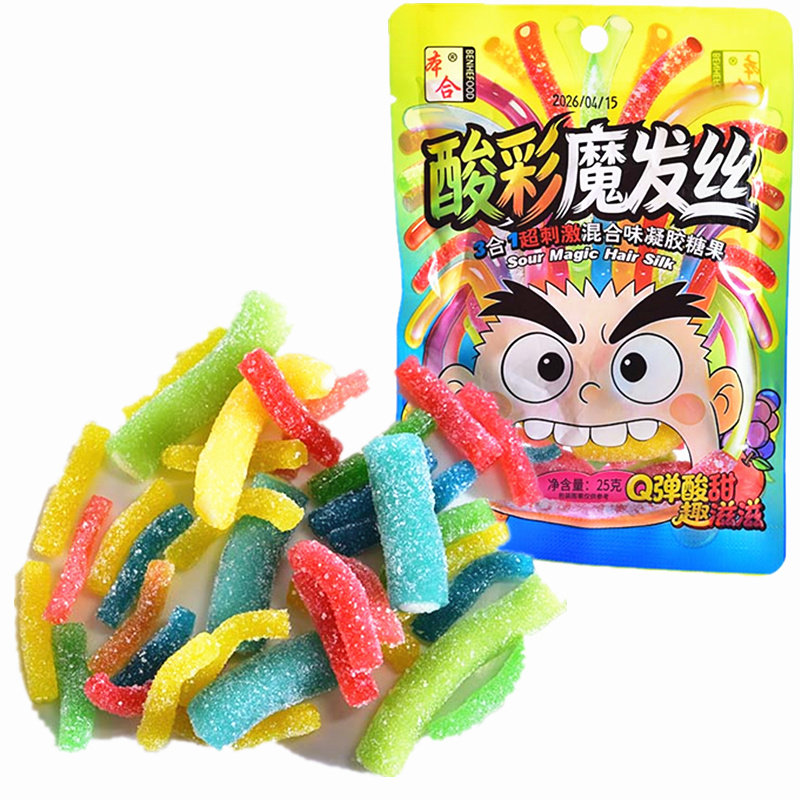 本合酸彩魔法丝淀粉型凝胶糖果约25克批发