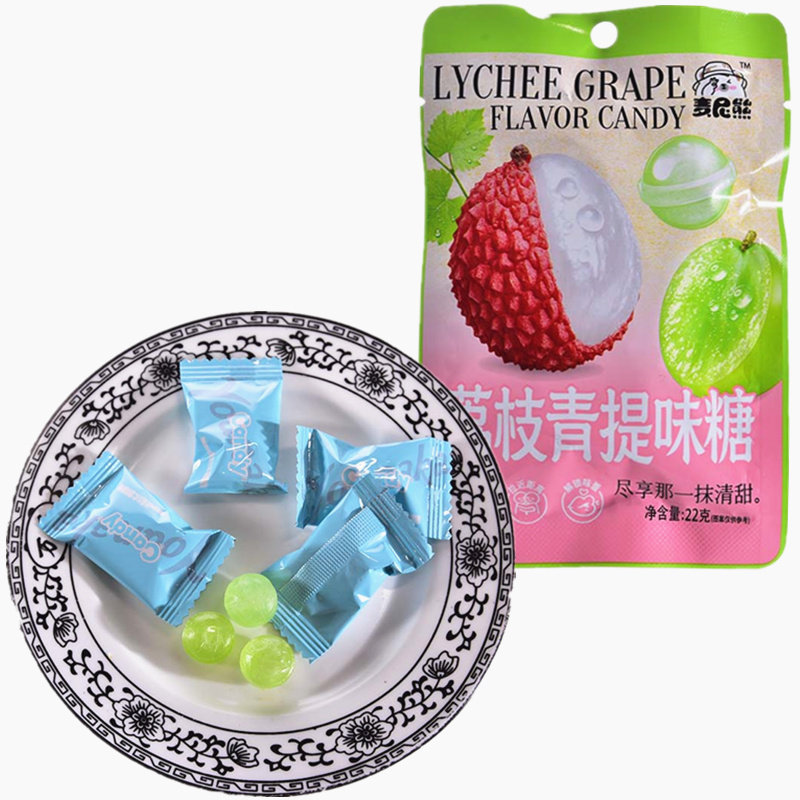 麦尼熊荔枝青提味糖砂糖.淀粉糖浆坚硬糖果约22克批发