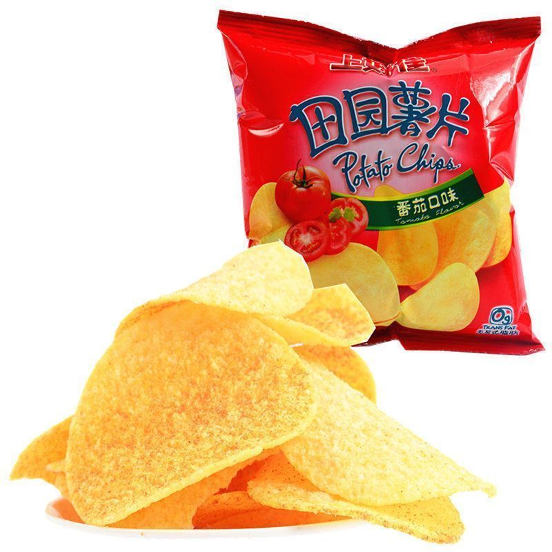 上好佳田园薯片番茄烧烤口味12克口味包装随机发货休闲小吃批发