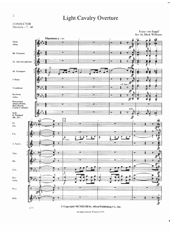 管乐总谱轻骑兵进行曲1.5级交响管乐团合奏总分谱 音频