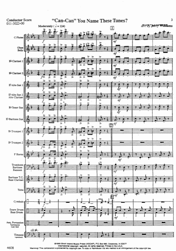 管乐总谱康康舞曲变奏曲2.5交响管乐团合奏原版总谱分谱 音频