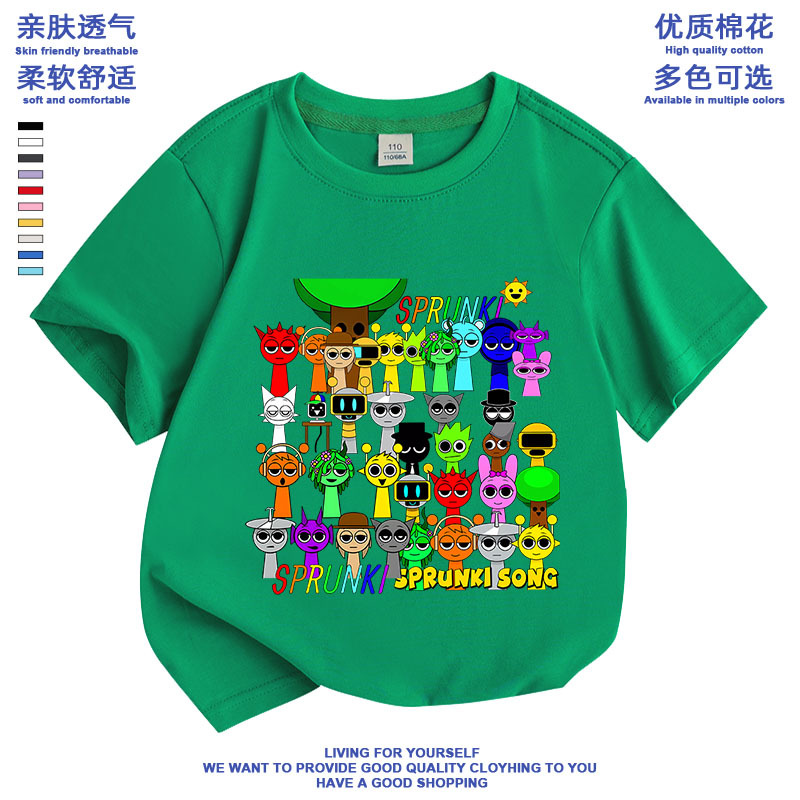 节奏盒子Sprunki童装儿童宝宝半袖中小童棉t恤衫夏季新款潮流时尚