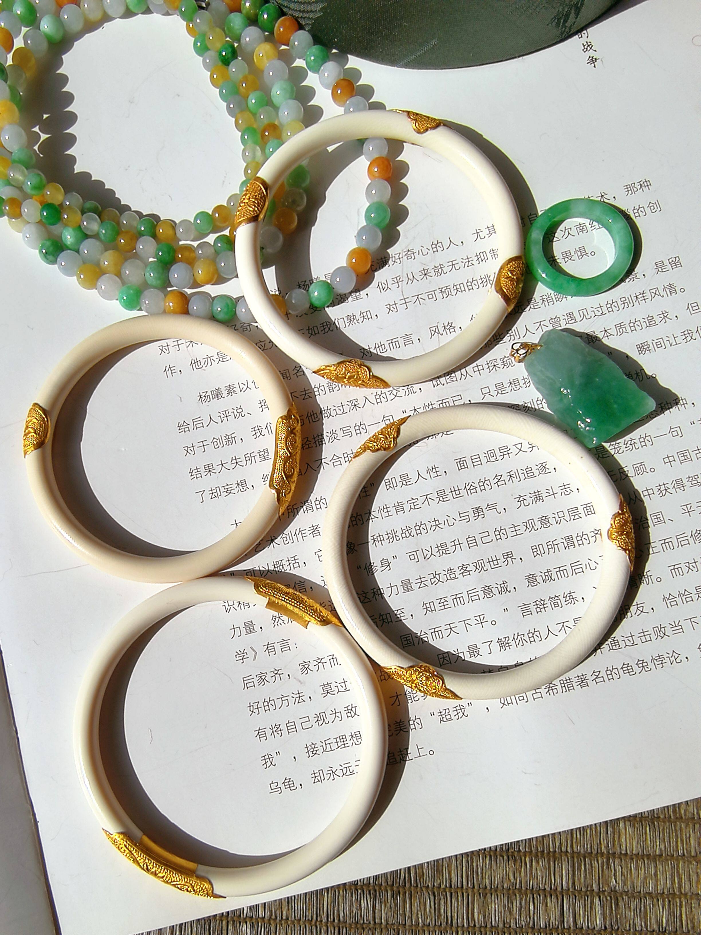 春季上新野传奇产地牛沟藕粉和田玉手串项链黄金錾刻镶嵌镯子碧玺