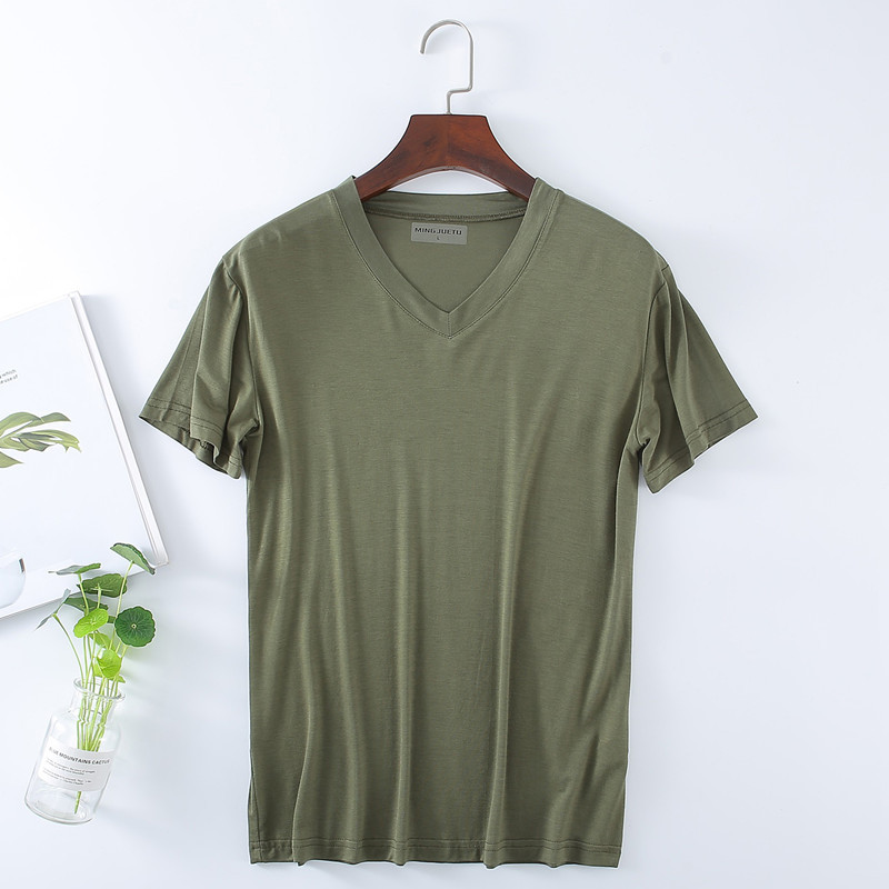 2512男T恤夏薄款莫代尔家居服上衣汗衫加肥大码宽松运动清凉透气