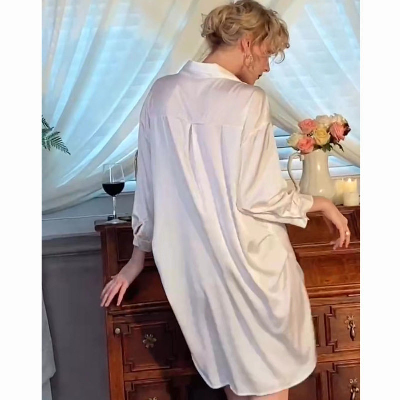 2512性感睡衣春夏诱惑冰丝大码纯欲薄款秋季睡裙女男友风衬衫式,女士内衣/男士内衣/家居服,睡袍/浴袍,淘宝优惠券,粉丝福利购,淘宝优惠卷