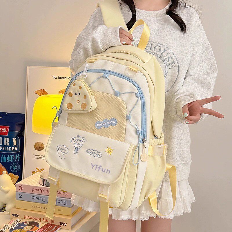 日本进口MUJIE书包女初中双肩包小学生大容量三到六年级减负背包