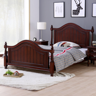美式儿童床美式乡村实木床1.8米 欧式婚床1.5米卧室双人床单人床