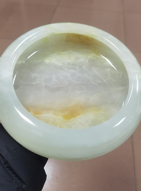 阿富汗天然玉石大号烟灰缸摆件