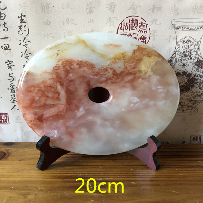 促销装饰精品阿富汗玉石和氏璧摆件红花冰玉平安扣开业乔迁办公室