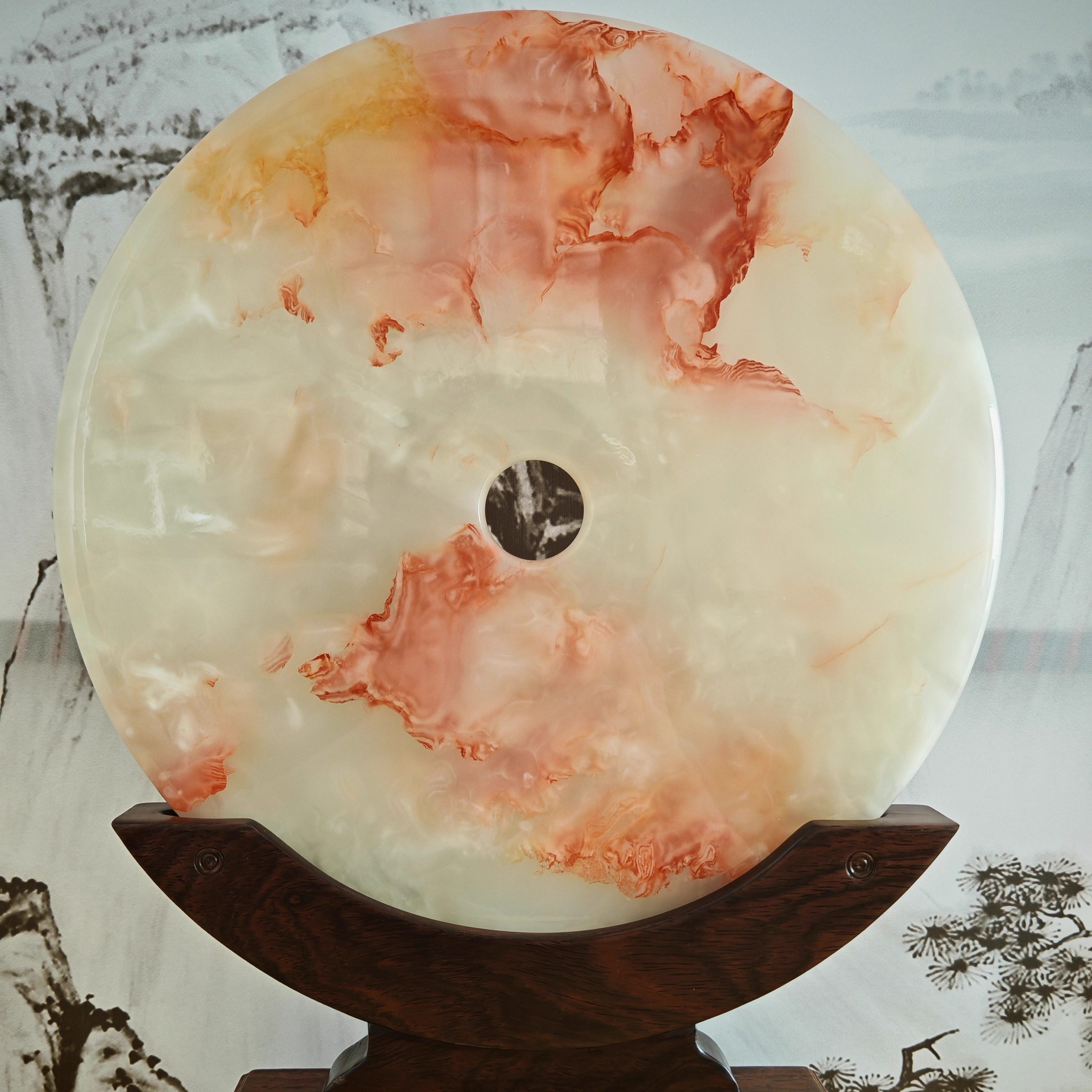 天然玉石摆件红花青玉和氏璧书房