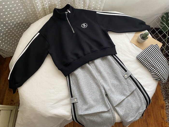 女童男童春装 中大童套装新款洋气儿童短肥款卫衣+卫裤一套