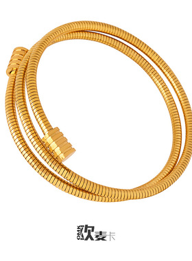 厂家时尚通勤轻奢风螺纹双层环绕手环女生钛钢镀金时尚手镯