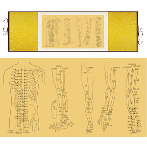 中医十二经络图丝绸画 精品人物穴位挂图 养生文化国画卷轴画定制
