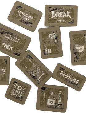 军绿色小号刺绣字母装饰布贴薄款高密织唛补丁贴装饰修补贴补洞贴