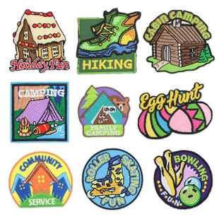 小房子刺绣贴羽绒服补丁贴衣服修补布贴精致运动风格 补洞贴绣花贴