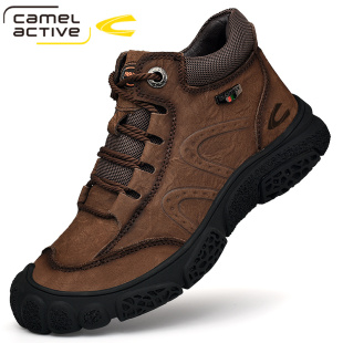 德国骆驼动感棉鞋男高帮冬季东北大棉鞋二保暖加绒加厚真皮雪地靴