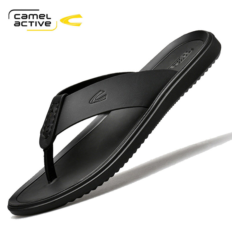 骆驼动感人字拖男夏真皮潮流沙滩凉鞋室外防滑凉拖外穿拖鞋潮2026