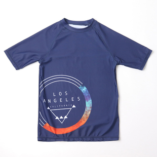 外单出口速干儿童泳衣遮阳防晒短袖 中大童潜水服 上衣冲浪服时尚