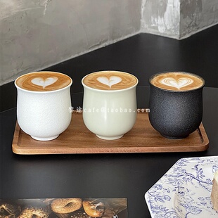 小众精致纯色反口咖啡杯复古风Dirty陶瓷品茗杯手握杯拿铁拉花杯