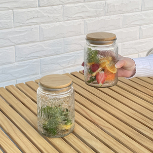 高颜值复古海棠花纹玻璃密封罐创意食品级干果零食坚果储物罐ins