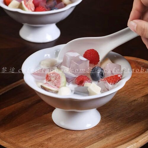 简约纯白高脚下午茶甜品碗
